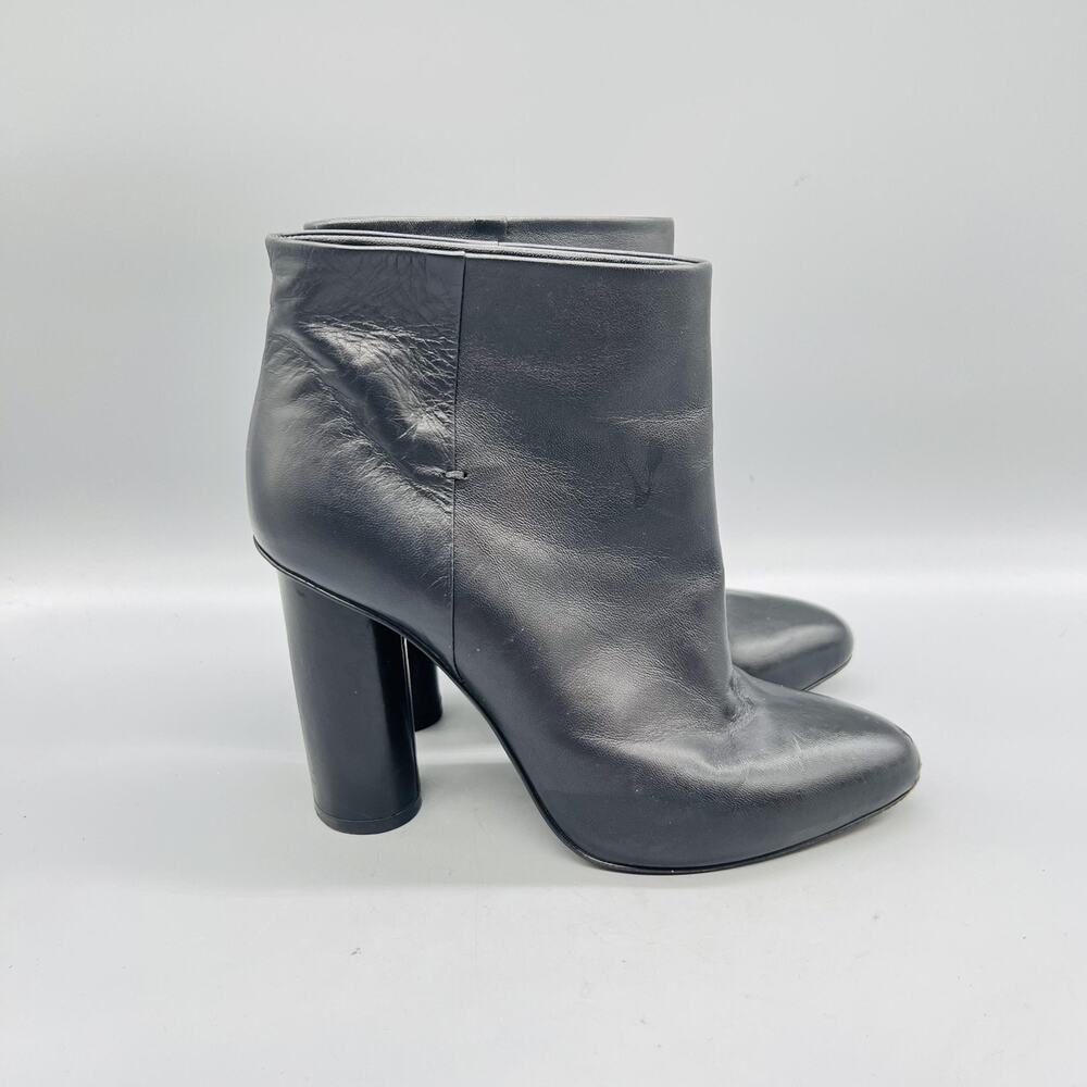 Maiyet Boots Womens 6 Black Leather Ankle Pull On Block Heel Booties Shoes